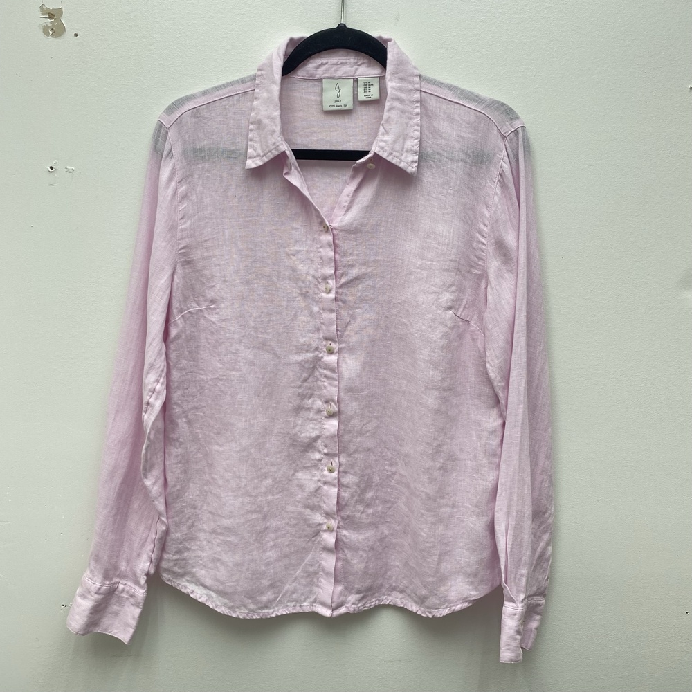 Joie Shirt Womens Medium Pink 100% Linen Button Front Long Sleeve Top Casual